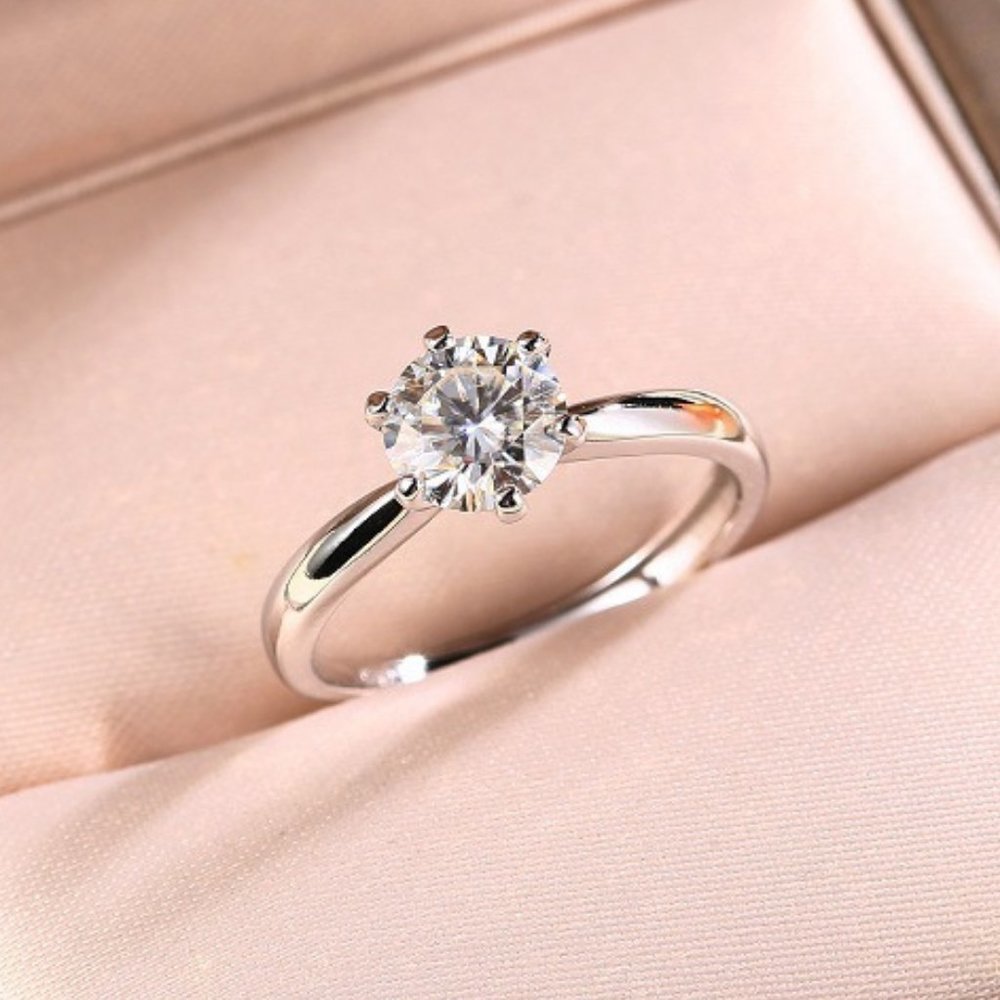 Certified 2ct. t.w. Moissanite Diamond Solitaire Engagement Ring NEW - Picture 8 of 11